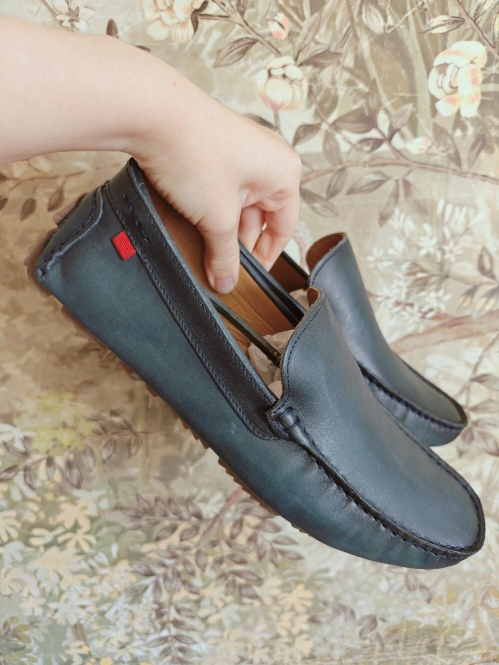 Marc Joseph New York Ovington Ct Leather Driving Loafers in Navy Nappa Sz 10.5